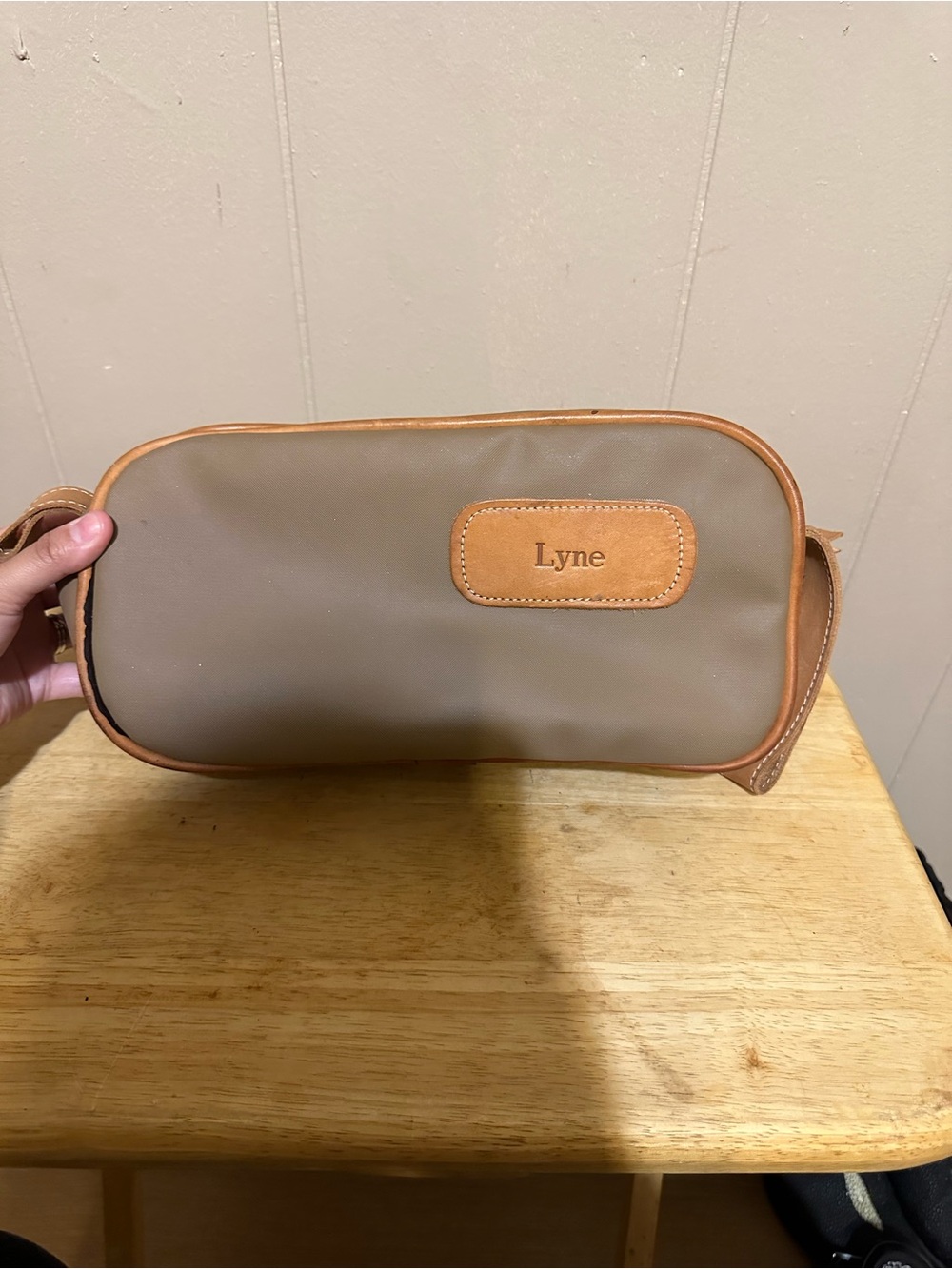 Jon Hart Design Brown and Tan Leather-Trim travel bag